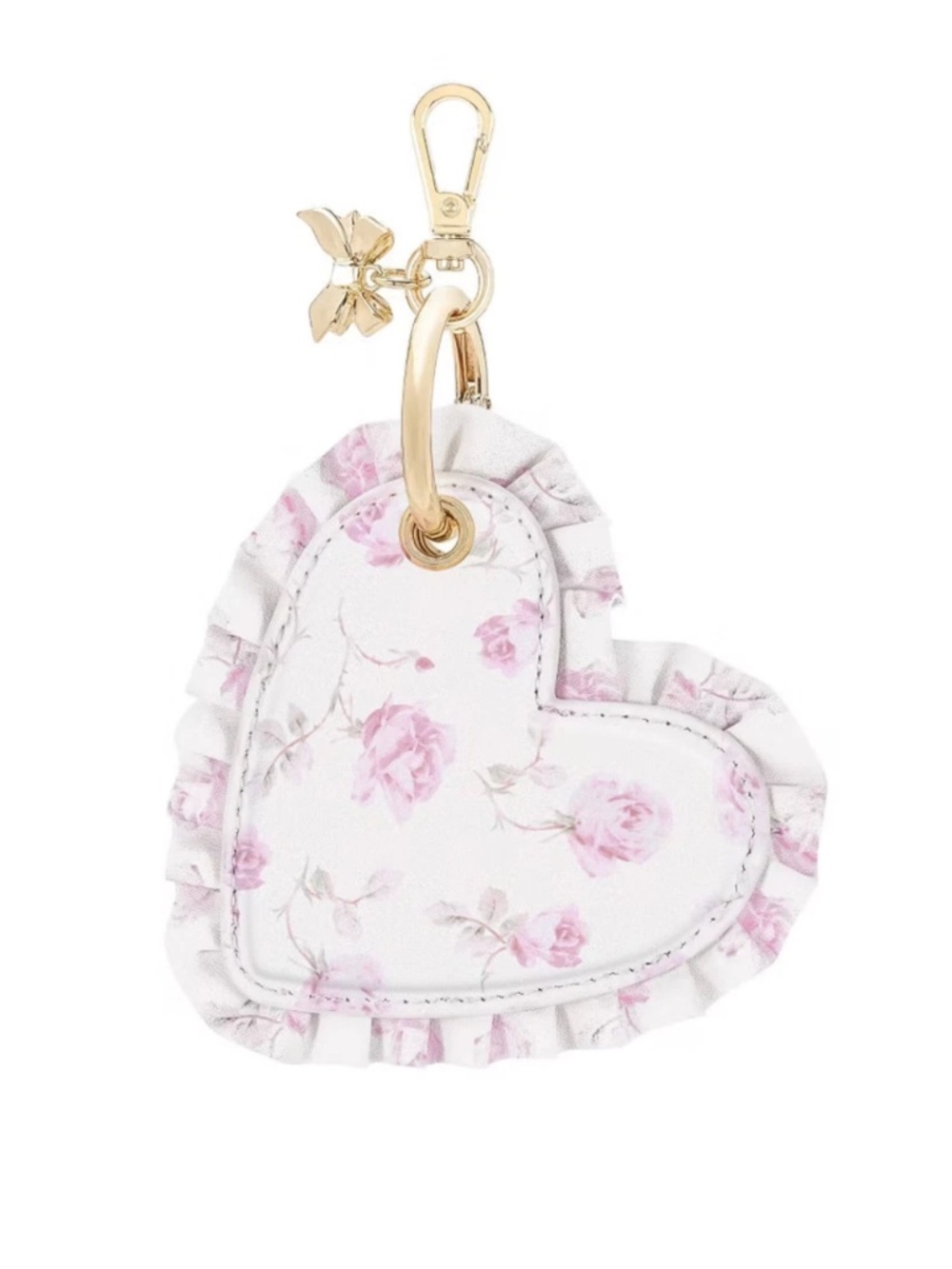 LoveShackFancy – Case-Mate Ribbon Rosa Flora Ruffled Heart AirTag Charm